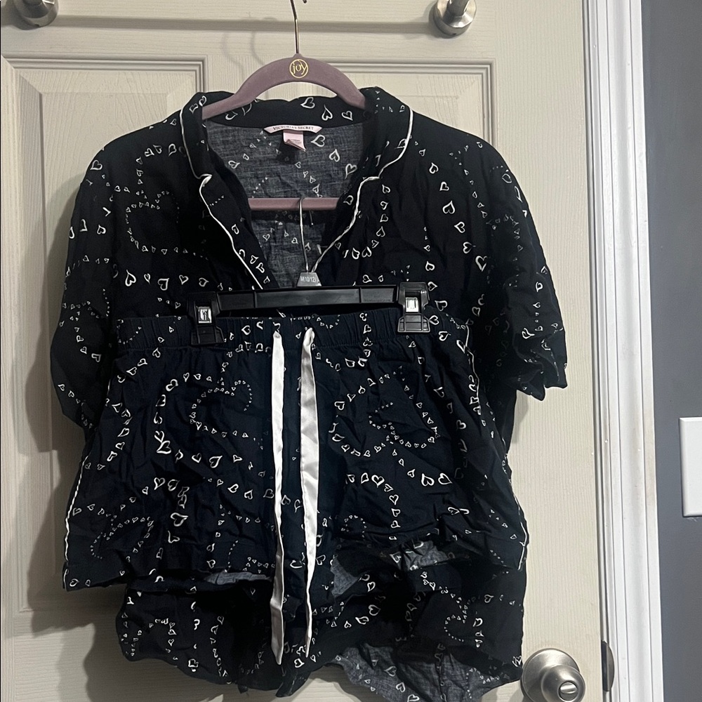 Victoria's Secret Black and White Heart Pajama Set